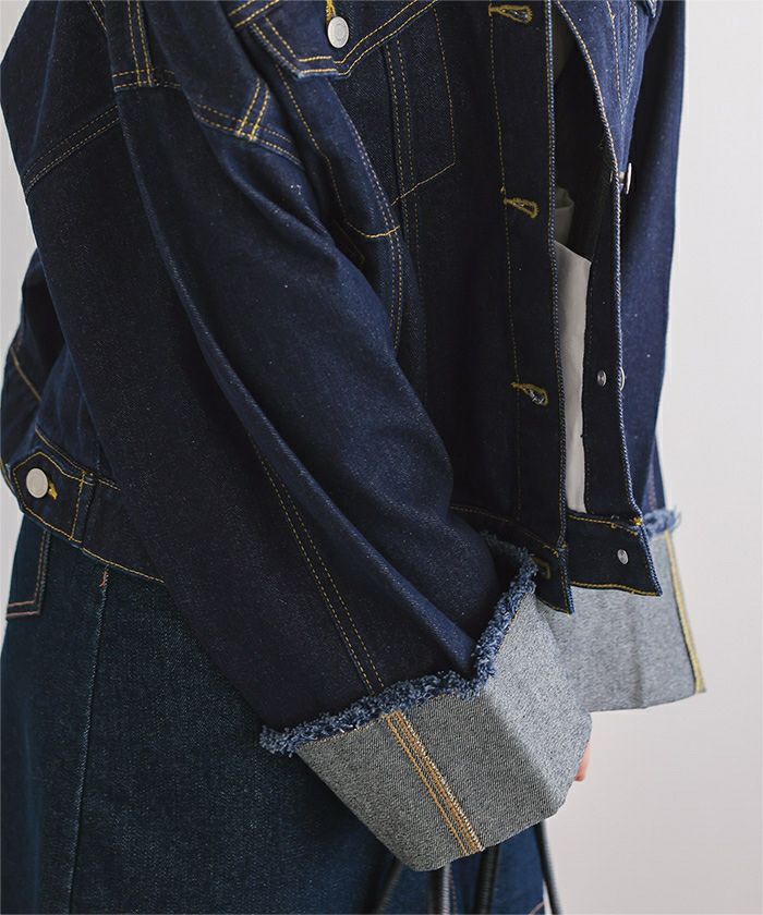 専用　JEENE 新品　ロールアップデニムジャケット 袖ロールアップデニムジャケット | titivate