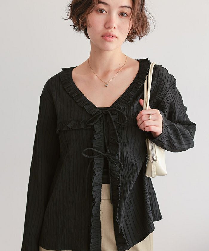 正規品]未使用近 リネンフリルハオリ ブラック FREE BEARDSLEY