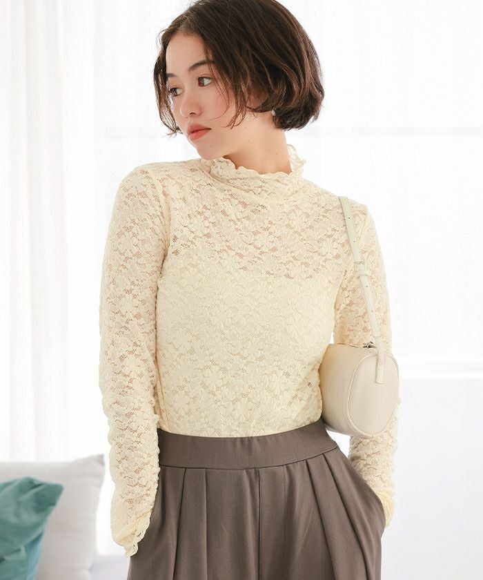 vintage ハイネックレーストップス○ cs2866-00.jpg