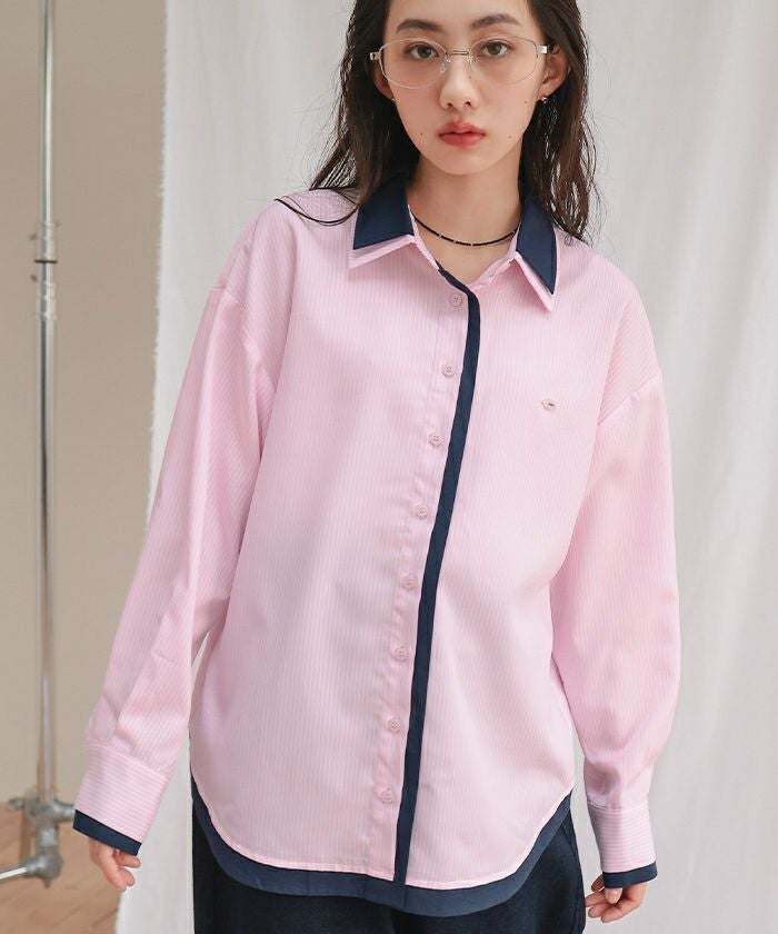 ストライプレイヤードライクシャツ【miette ミエット】【メール便可