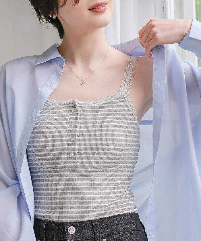 レースデザインカップ付きキャミソールインナー【メール便可／100