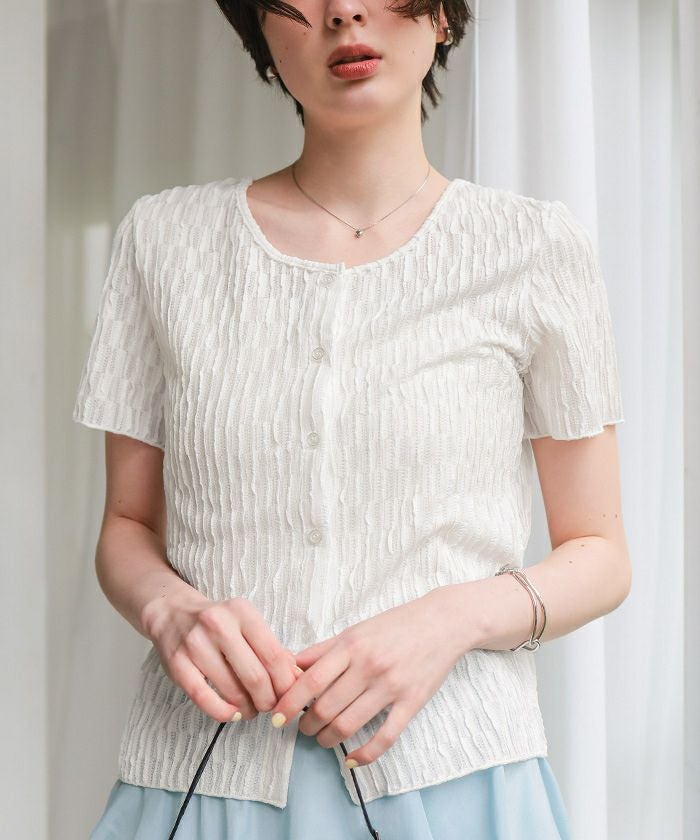 2way sheer Jacquard tops シアージャガードトップス シアージャガードトップス | PIYORIY