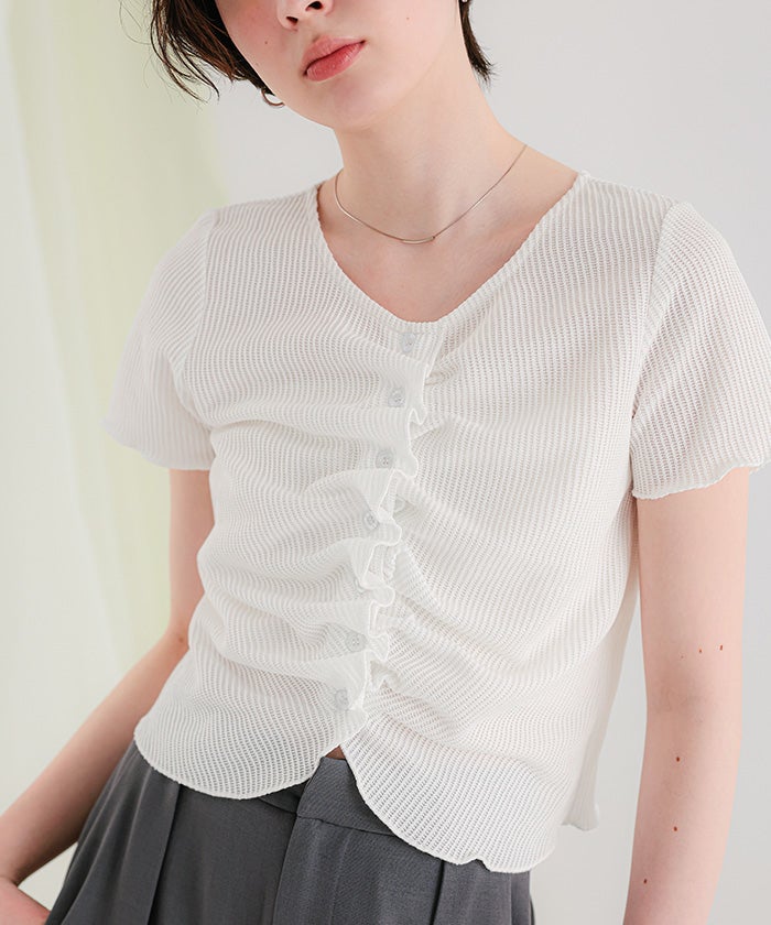 フロントギャザー半袖トップス【メール便可／100】 | titivate
