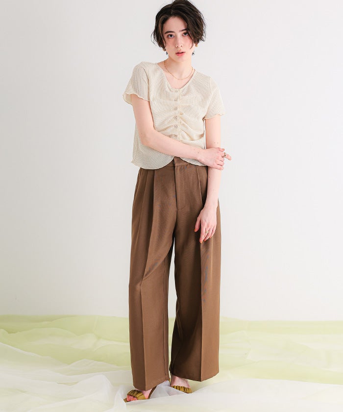 フロントギャザー半袖トップス【メール便可／100】 | titivate