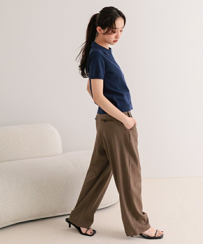 パイピングデザイン半袖ニット【miette ミエット】【メール便可／100