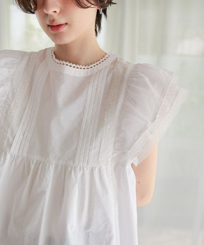 seventeピコカットフリルブラウス　ホワイト　S クチュールバイロジータ couture BY ROJITA クロスネックフリル