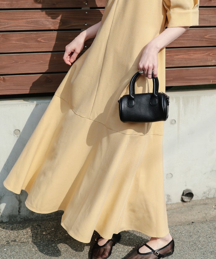 【美品】チャコット　スタンダード・モダン　ワンピース　黄色 チチカカ（TITICACA） シャツワンピース エコフレンドリー コットンx
