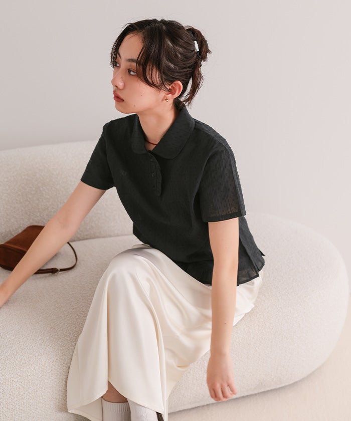 シュシュ付き丸襟ブラウス【miette ミエット】【メール便可／100