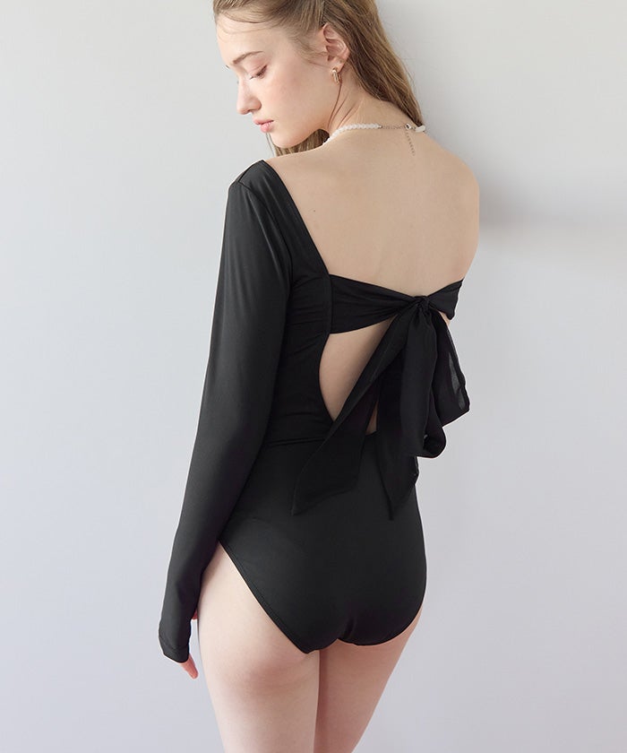 バックオープンリボン長袖ワンピース/水着【SEADRESS シードレス