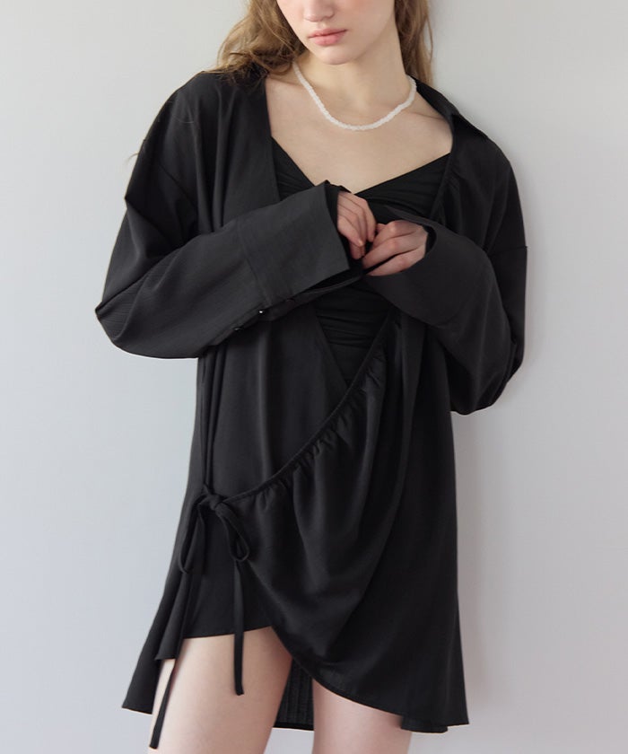 カシュクールギャザーオーバーサイズシャツ/ラッシュガード【SEADRESS