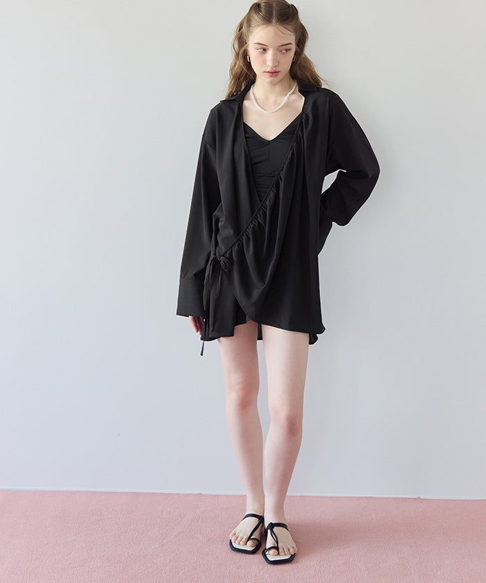カシュクールギャザーオーバーサイズシャツ/ラッシュガード【SEADRESS