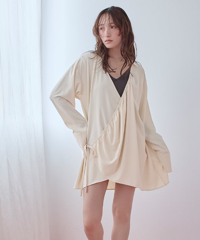 カシュクールギャザーオーバーサイズシャツ/ラッシュガード【SEADRESS