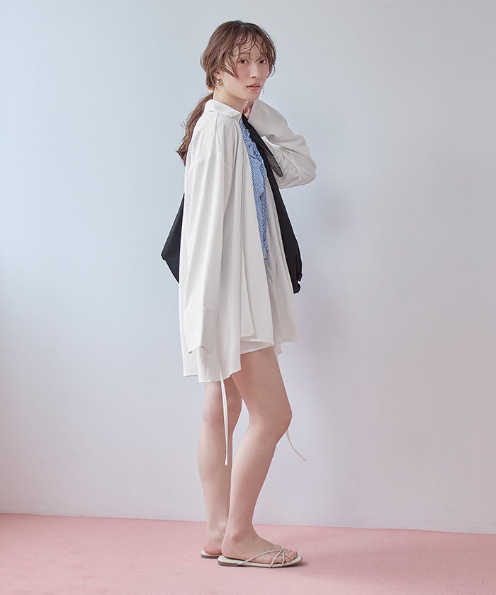 カシュクールギャザーオーバーサイズシャツ/ラッシュガード【SEADRESS