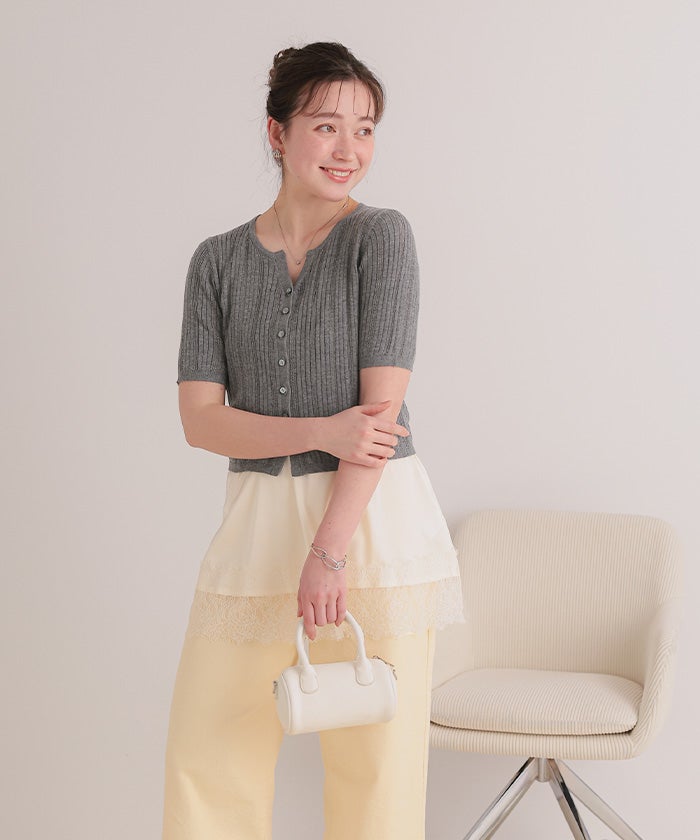 アイレットスリーブニット ダズリン dazzlin アイレットスリーブニットトップス （グレー