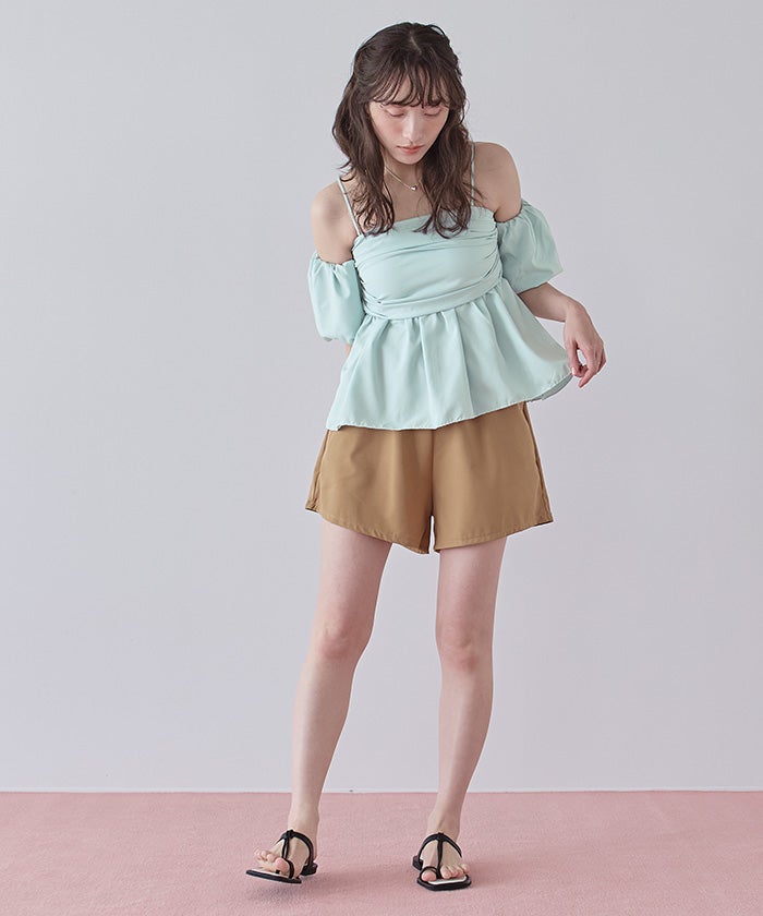 3点セット/オフショルダーフレアビキニ×ショートパンツ/水着【SEADRESS