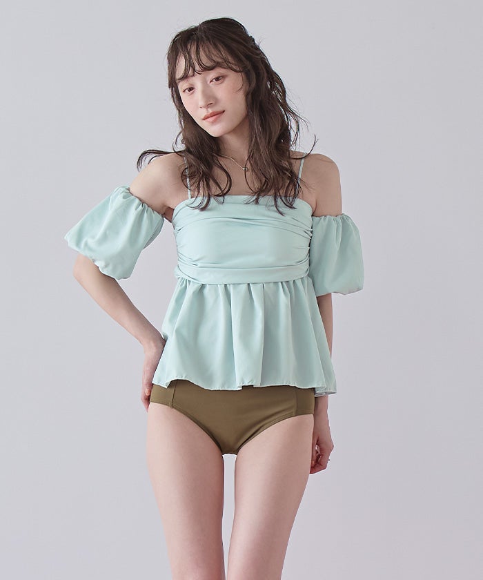 3点セット/オフショルダーフレアビキニ×ショートパンツ/水着【SEADRESS