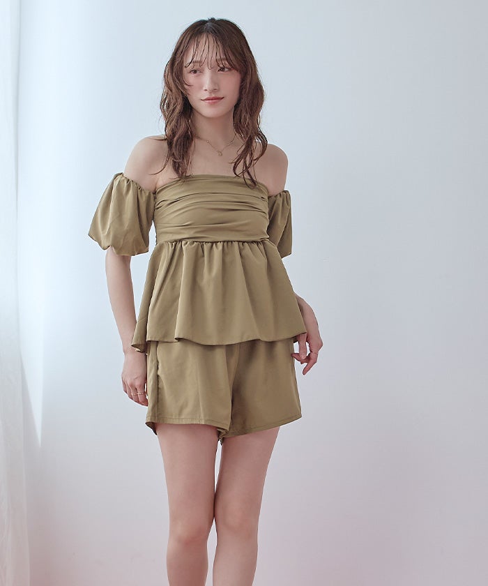 3点セット/オフショルダーフレアビキニ×ショートパンツ/水着【SEADRESS