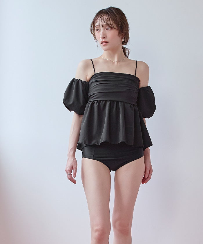 3点セット/オフショルダーフレアビキニ×ショートパンツ/水着【SEADRESS