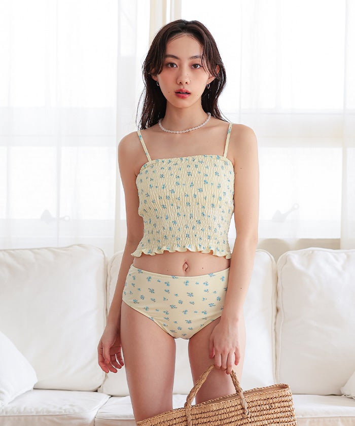 OSORO 水着3点セット ブラウン OSORO】キャミ水着3点セット ブラウン・ホワイト M（110〜120） - メルカリ