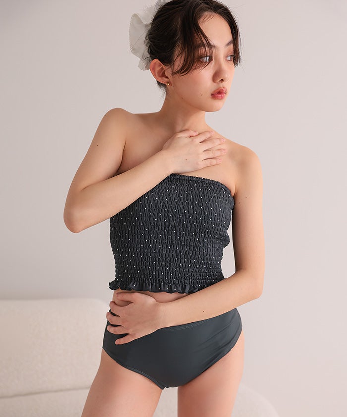 3点セット/シャーリングビキニ×ショートパンツ/水着【miette ミエット