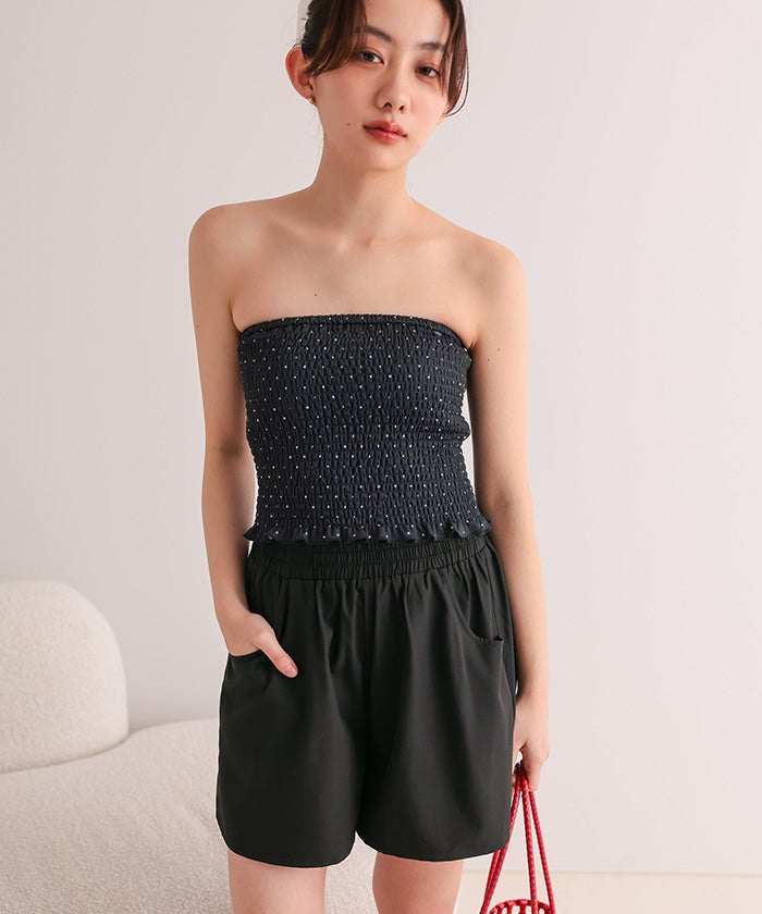 3点セット/シャーリングビキニ×ショートパンツ/水着【miette ミエット