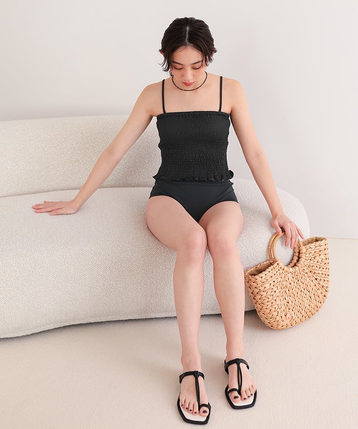3点セット/シャーリングビキニ×ショートパンツ/水着【miette ミエット