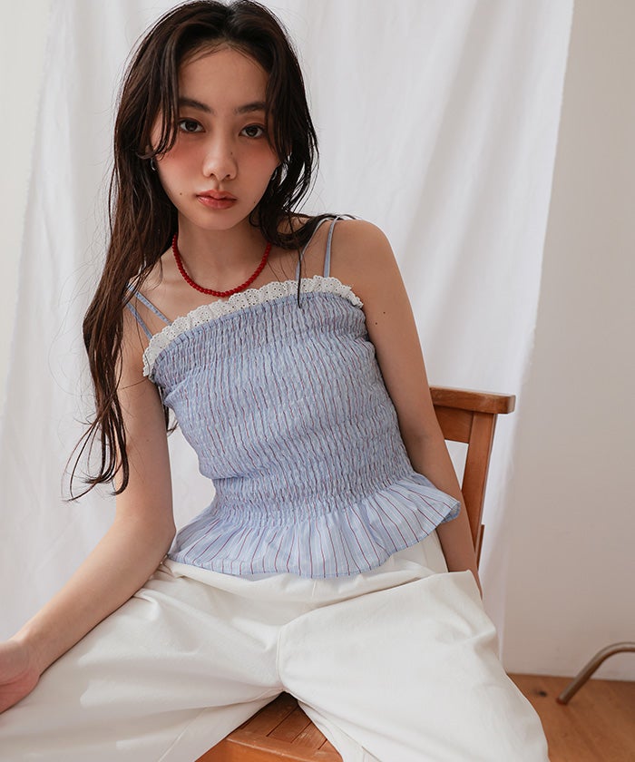 シャーリングフリルキャミソールビスチェ【miette ミエット】【メール