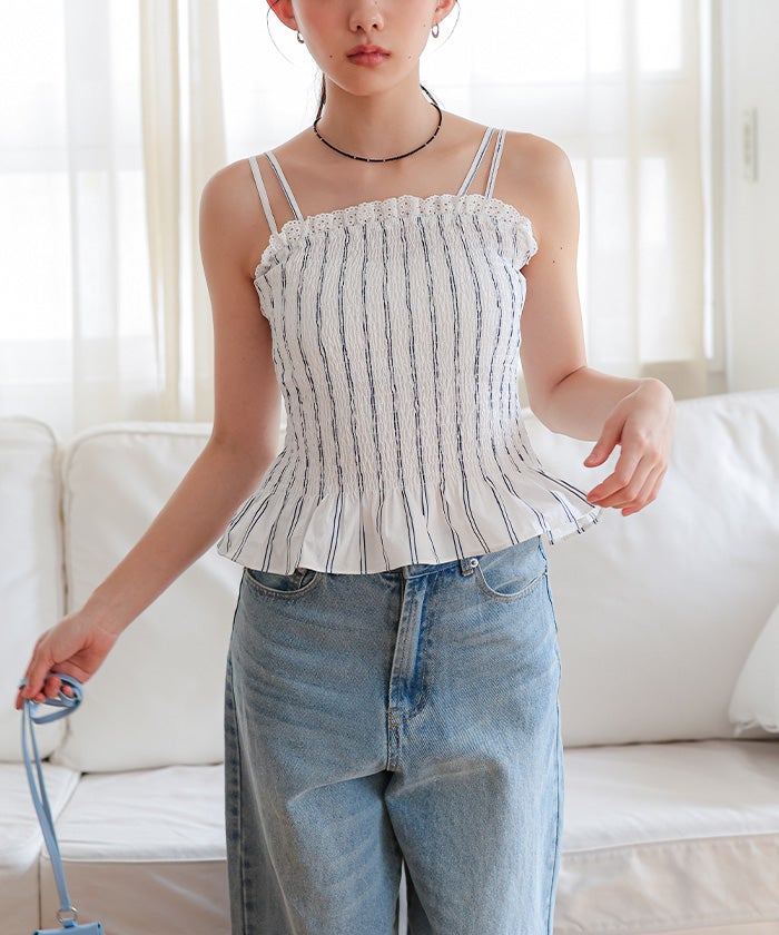 シャーリングフリルキャミソールビスチェ【miette ミエット】【メール