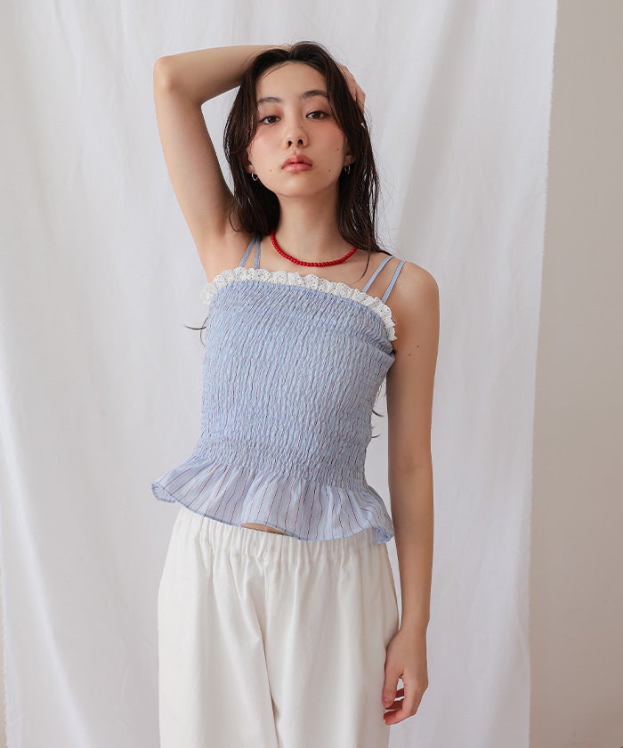 シャーリングフリルキャミソールビスチェ【miette ミエット】【メール