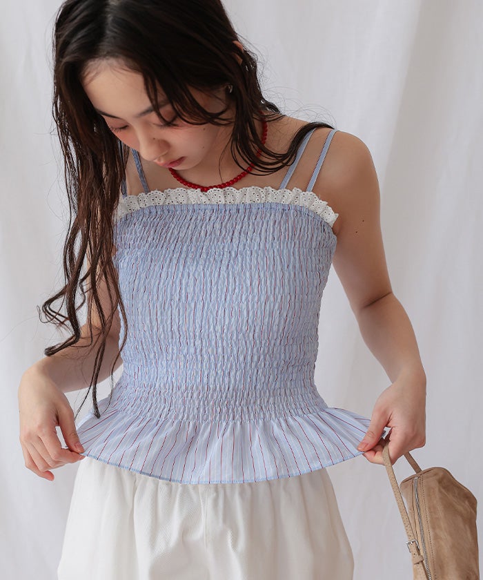 シャーリングフリルキャミソールビスチェ【miette ミエット】【メール