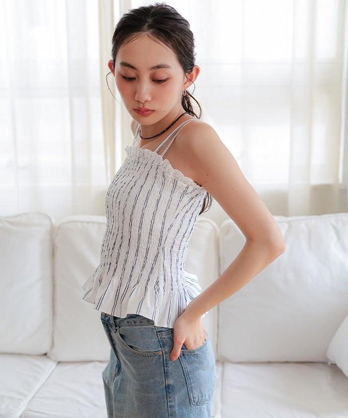 シャーリングフリルキャミソールビスチェ【miette ミエット】【メール