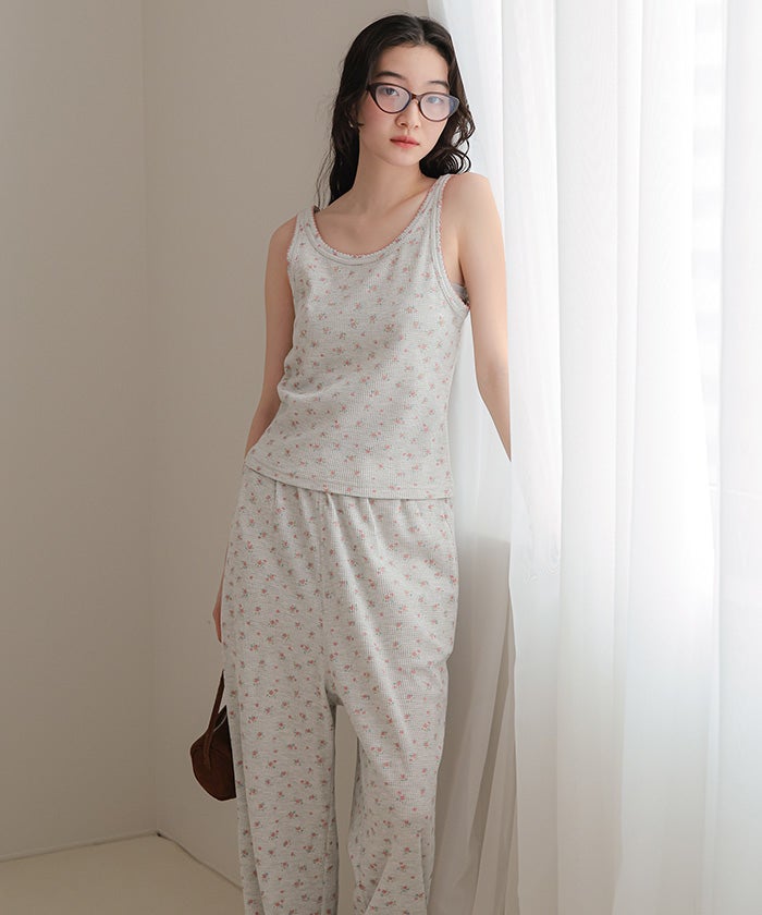 花柄ワッフルキャミセットアップ【miette ミエット】 | titivate