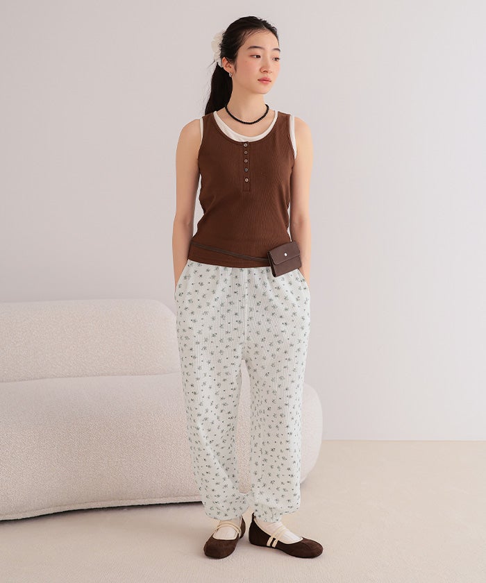 花柄ワッフルキャミセットアップ【miette ミエット】 | titivate