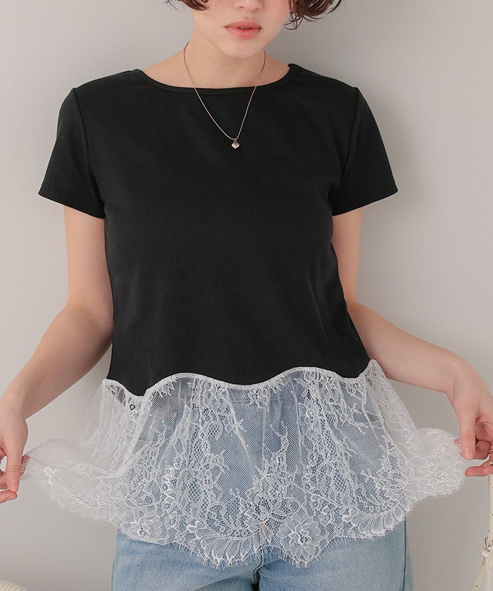 レースドッキングTシャツ【メール便可／100】 | titivate