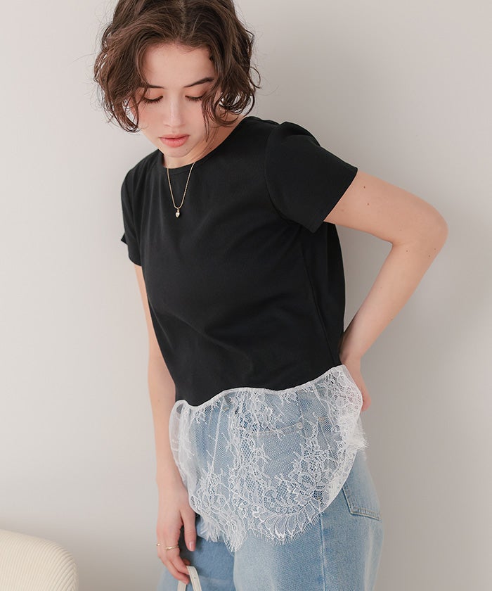 レースドッキングTシャツ【メール便可／100】 | titivate