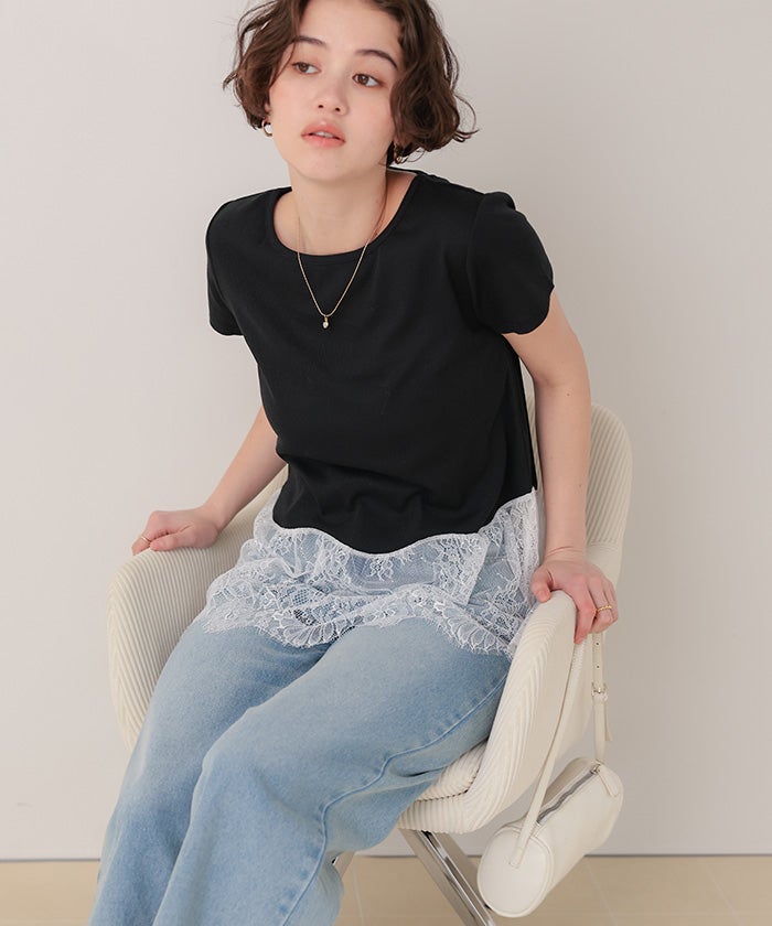 レースドッキングTシャツ【メール便可／100】 | titivate