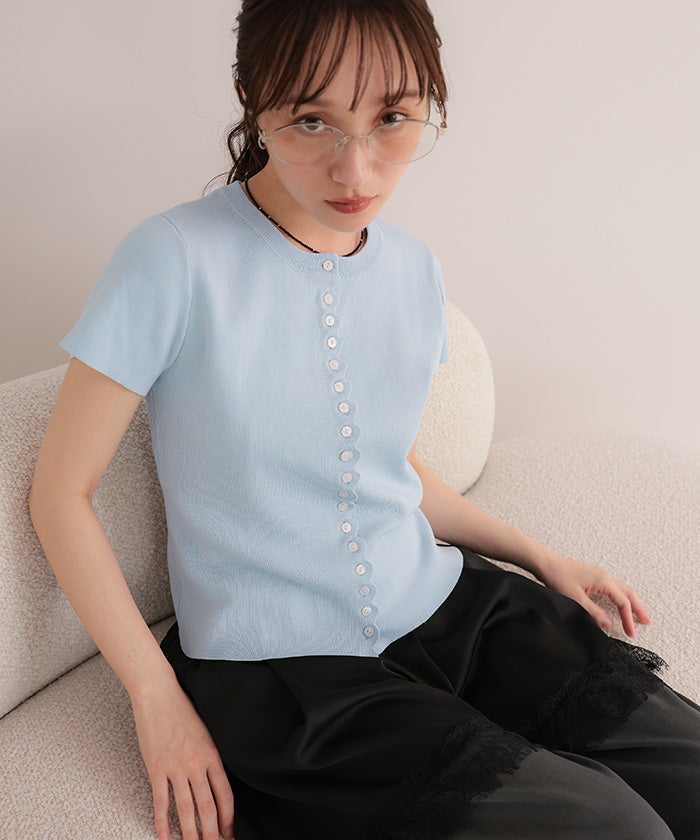 メニーボタン半袖サマーニットトップス【miette ミエット】【メール便