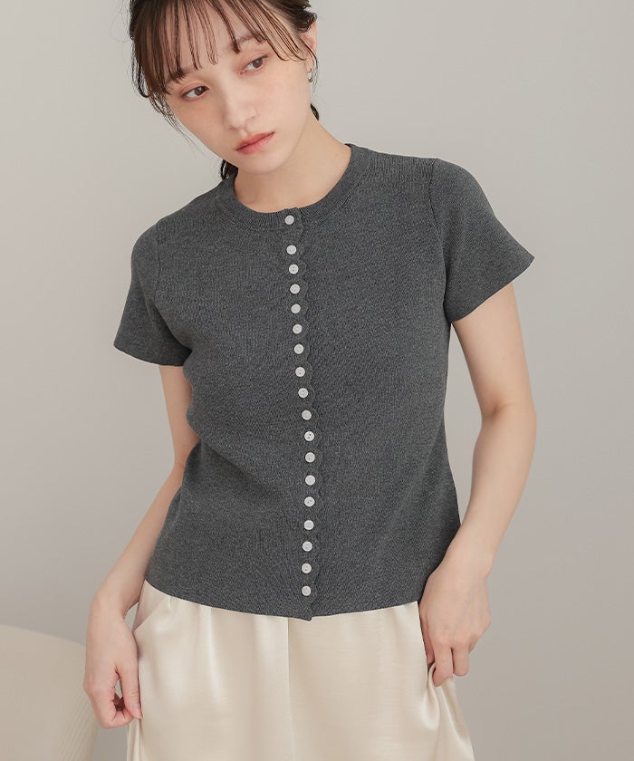 メニーボタン半袖サマーニットトップス【miette ミエット】【メール便