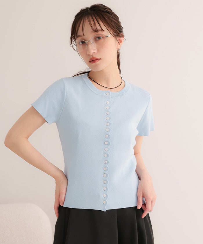 メニーボタン半袖サマーニットトップス【miette ミエット】【メール便