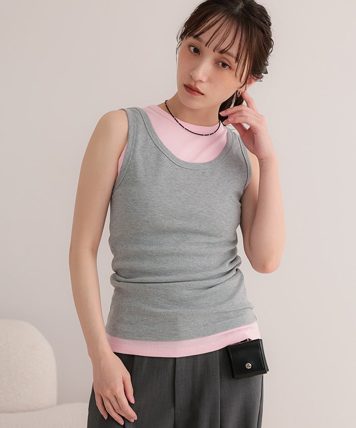 タンクトップ 2点セット レイヤードタンクトップ2枚セット【miette ミエット】【メール便可