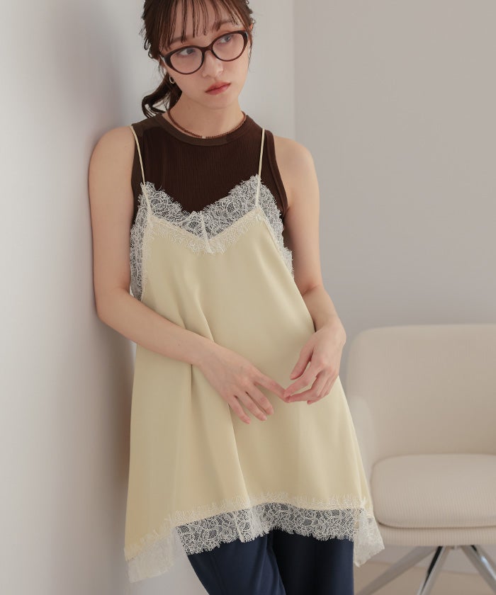 マットサテンレースキャミワンピース【miette ミエット】【メール便可