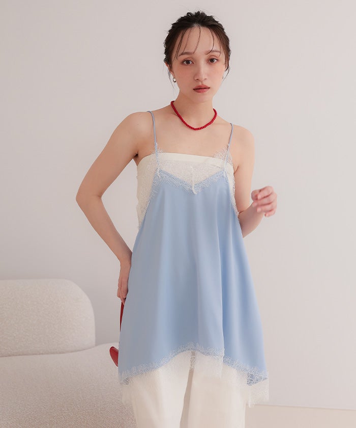 マットサテンレースキャミワンピース【miette ミエット】【メール便可