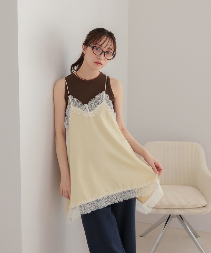 マットサテンレースキャミワンピース【miette ミエット】【メール便可