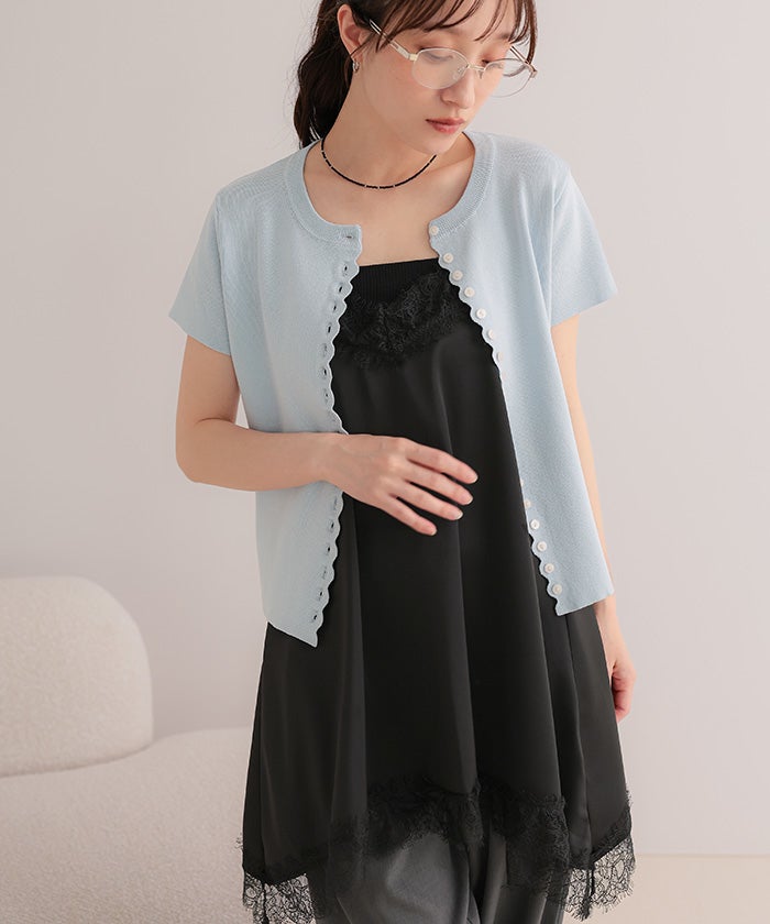マットサテンレースキャミワンピース【miette ミエット】【メール便可