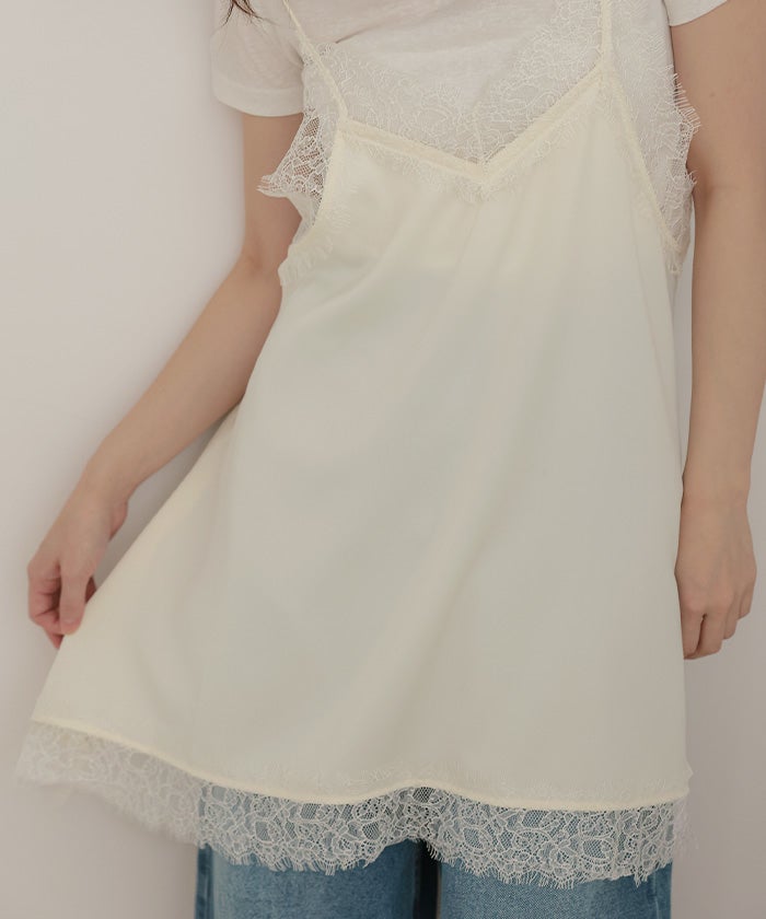 マットサテンレースキャミワンピース【miette ミエット】【メール便可