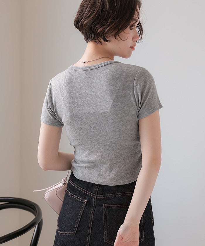 レイヤード風ヘンリーネックカットソーTシャツ【メール便可／100