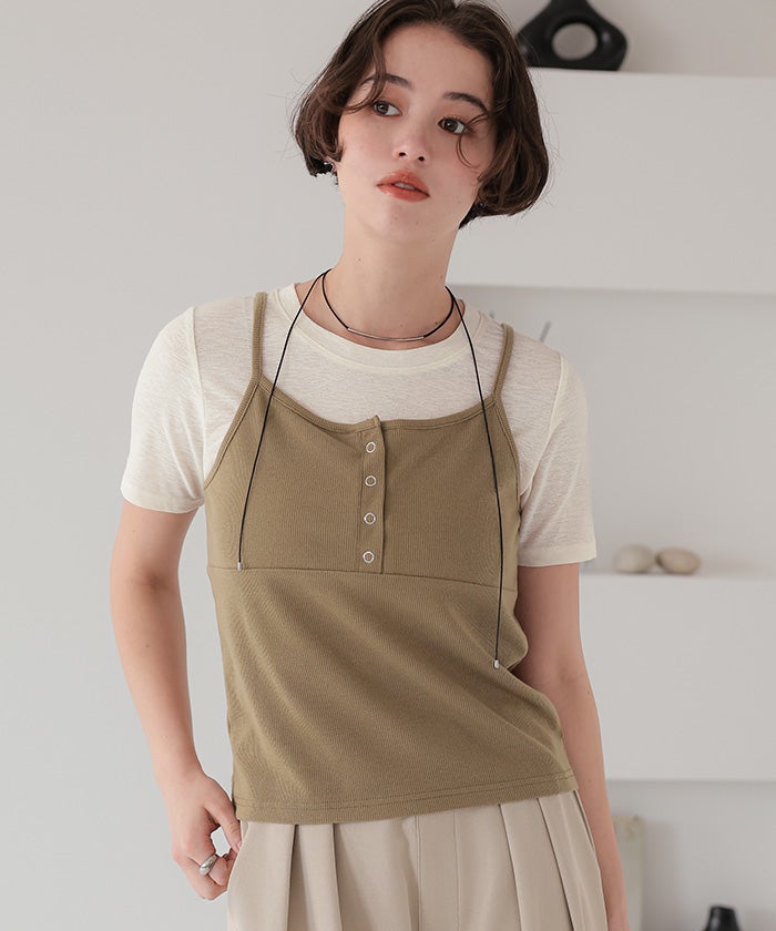 キャミソールトップスドッキングTシャツ【メール便可／100】 | titivate