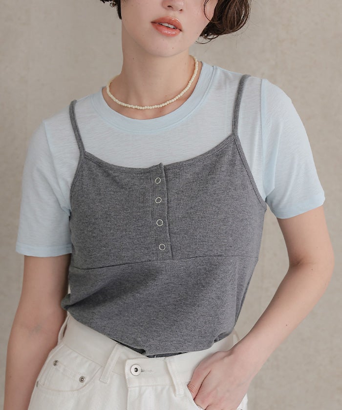 キャミソールトップスドッキングTシャツ【メール便可／100】 | titivate