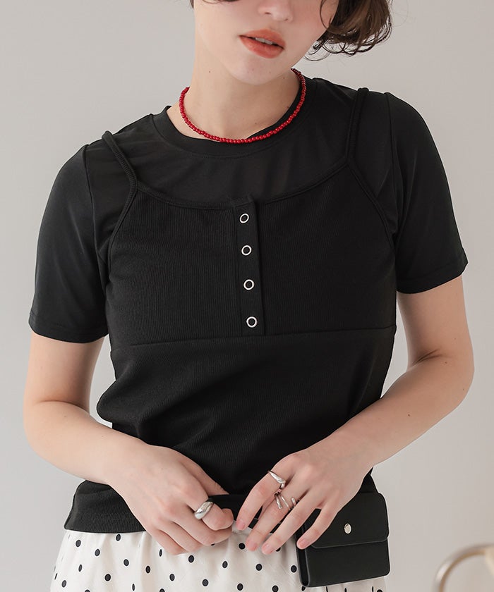 キャミソールトップスドッキングTシャツ【メール便可／100】 | titivate