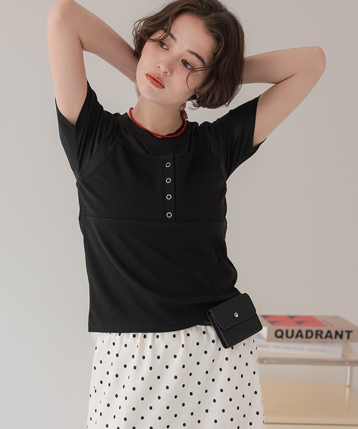 キャミソールトップスドッキングTシャツ【メール便可／100】 | titivate
